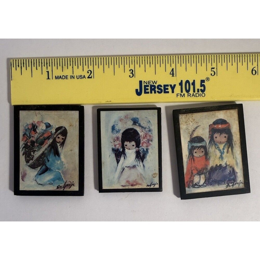 Lot of 3 Vintage DeGrazia Refrigerator Magnets Southwest Folk Art